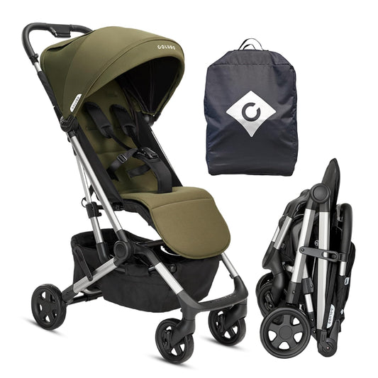 Colugo Compact Stroller - One Hand Fold Lightweight, Travel, Toddler, Airplane, Foldable Stroller with Rain Cover, Backpack and Cup Holder (Olive)