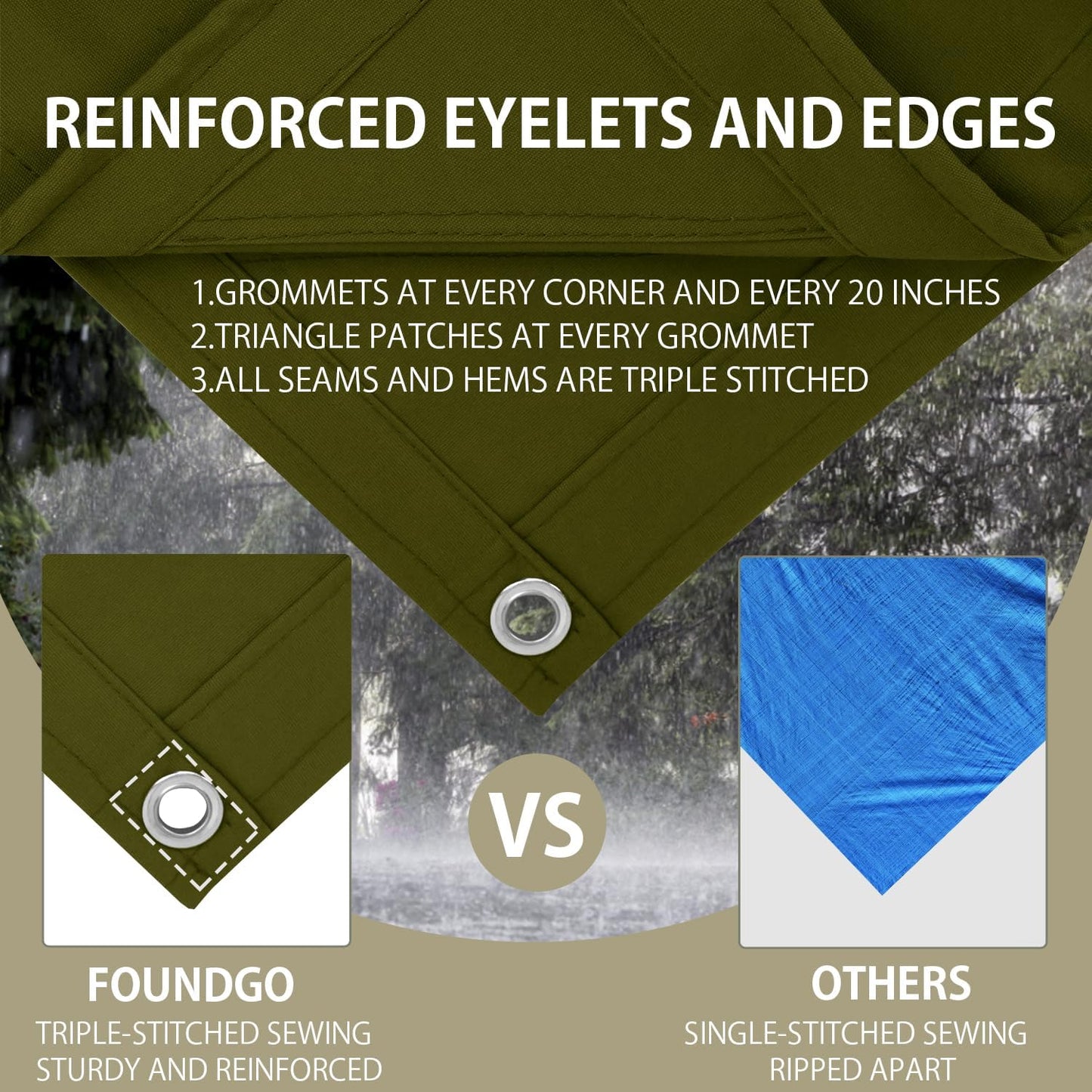 FoundGo Canvas Tarp 6x8ft Heavy Duty Waterproof Tarps with Grommets, UV Resistant, 22 Mil Tarpaulin,14 oz Durable Cloth Covers for Car, Roof, Boat, Camp, Canopy, Woodpile with Ropes-Moss