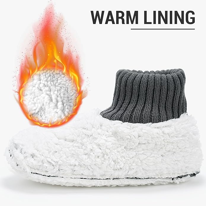 Ultrafun Fuzzy Slipper Socks for Men, Non Slip Warm Plushed Lined Indoor House Socks with Grips Christmas Gifts