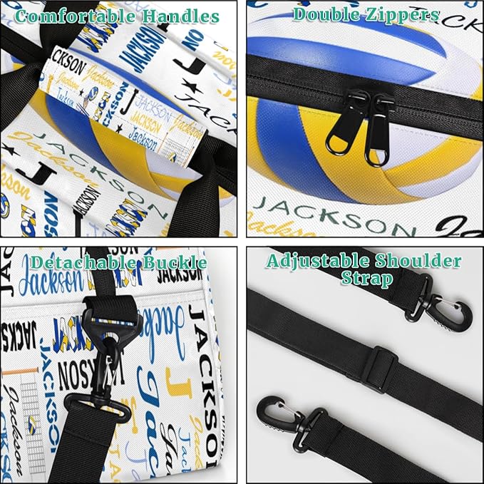 Custom Name Duffel Bag for Boys, Personalized Sports Gym Bag Overnight Travel Weekender Bag Lightweight Carry On Sleepovers Bag for School Practice Gymnastics