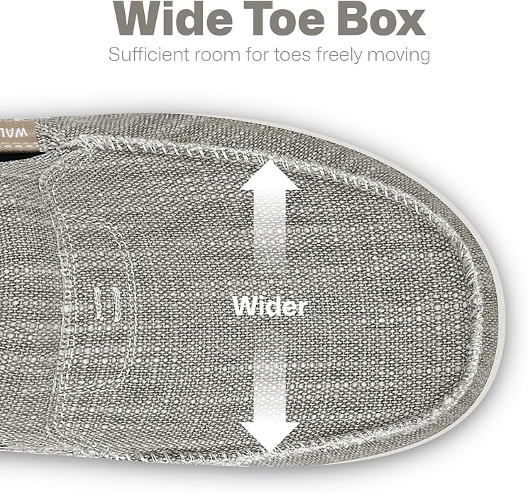 Mens Slip On Shoes, Canvas Mens Loafers with Arch Support, Orthopedic Mens Boat Shoes for Plantar Fasciitis, Indoor & Outdoor Walking Slippers Shoes for Pain Relief