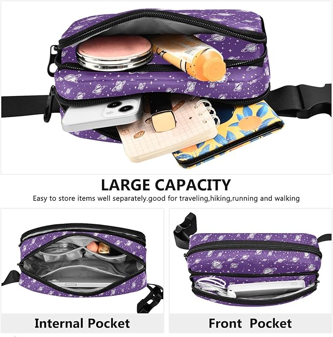 Kawaii Universe Planet Fanny Pack for Women Men Water Resistant Fashion Waist Packs with Adjustable Strap Belt Bag for Travel Workout Jogging Hiking 21219263