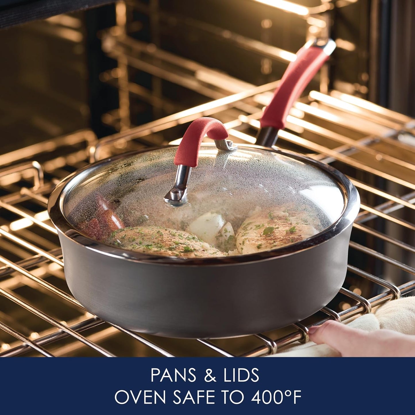 Rachael Ray - 87630 Rachael Ray Cucina Hard Anodized Nonstick Cookware Pots and Pans Set, 12 Piece, Gray with Red Handles