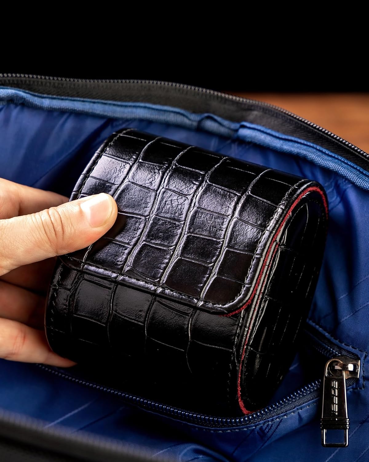 MR.OKAY Single Watch Travel Case- Classic Leather Watch Case With Superb Texture.(Portable Watch Roll Or Organizer For Storage And Display).Festival Gift For Men, All Handcrafted By Artisans.