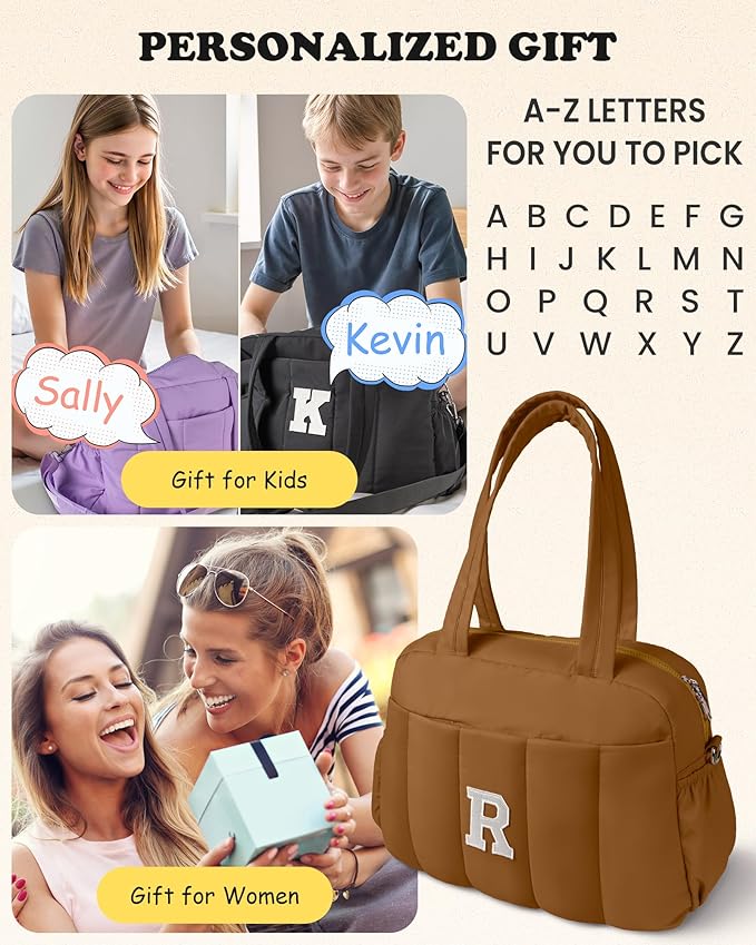 Girly Gift for Women-Duffle Bag with Letter, Carry On Bags for Women，Overnight Bag with Wet Pocket，Lightweight Travel Bags Personalized Gym Tote with Makeup Pouch