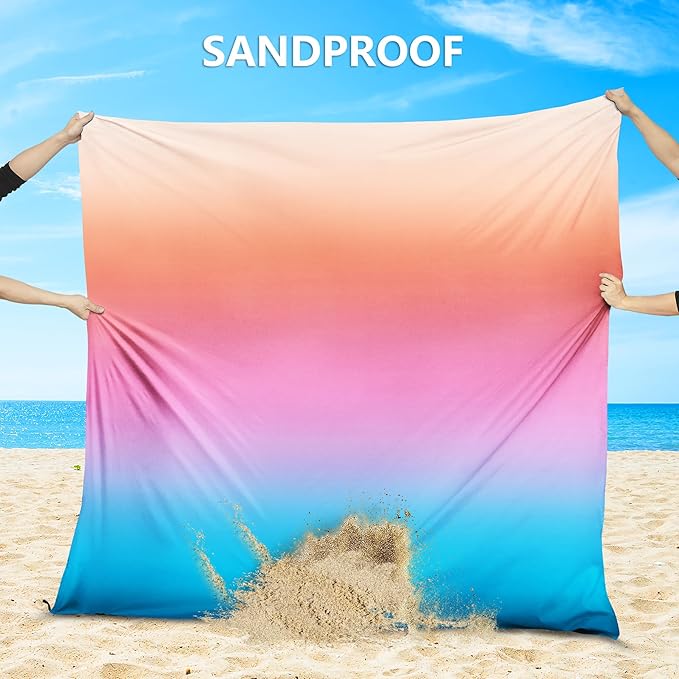 AISPARKY Beach Blanket Waterproof Sandproof Extra Large, Oversized Beach Mat, Quick Drying&Compact&Lightweight, Picnic Blankets Vacation Essentials for Outdoor Beach Camping (108" X 120" (8 Person))