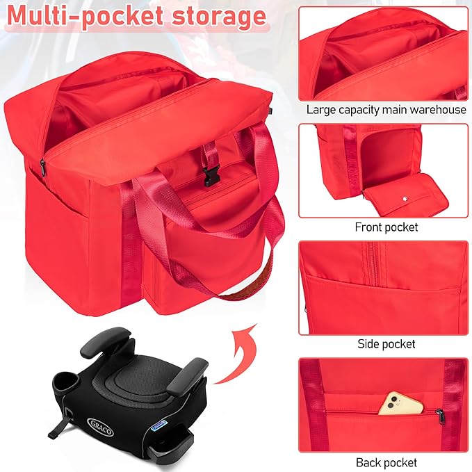TORIBIO Durable Backless Booster Car Seat Travel Bag, Compatible with Cosco Topside Backless Booster Car Seat & Gb Pockit Stroller, Airplane Gate Check Tote, Blue