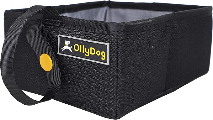 OllyDog Crumple Travel Food Bowl, Water-Resistant Collapsible Dog Bowl, Portable Dog Bowl, Pet Supplies, Ideal for Outdoor Camping, Walking, Traveling, Hiking (Raven)