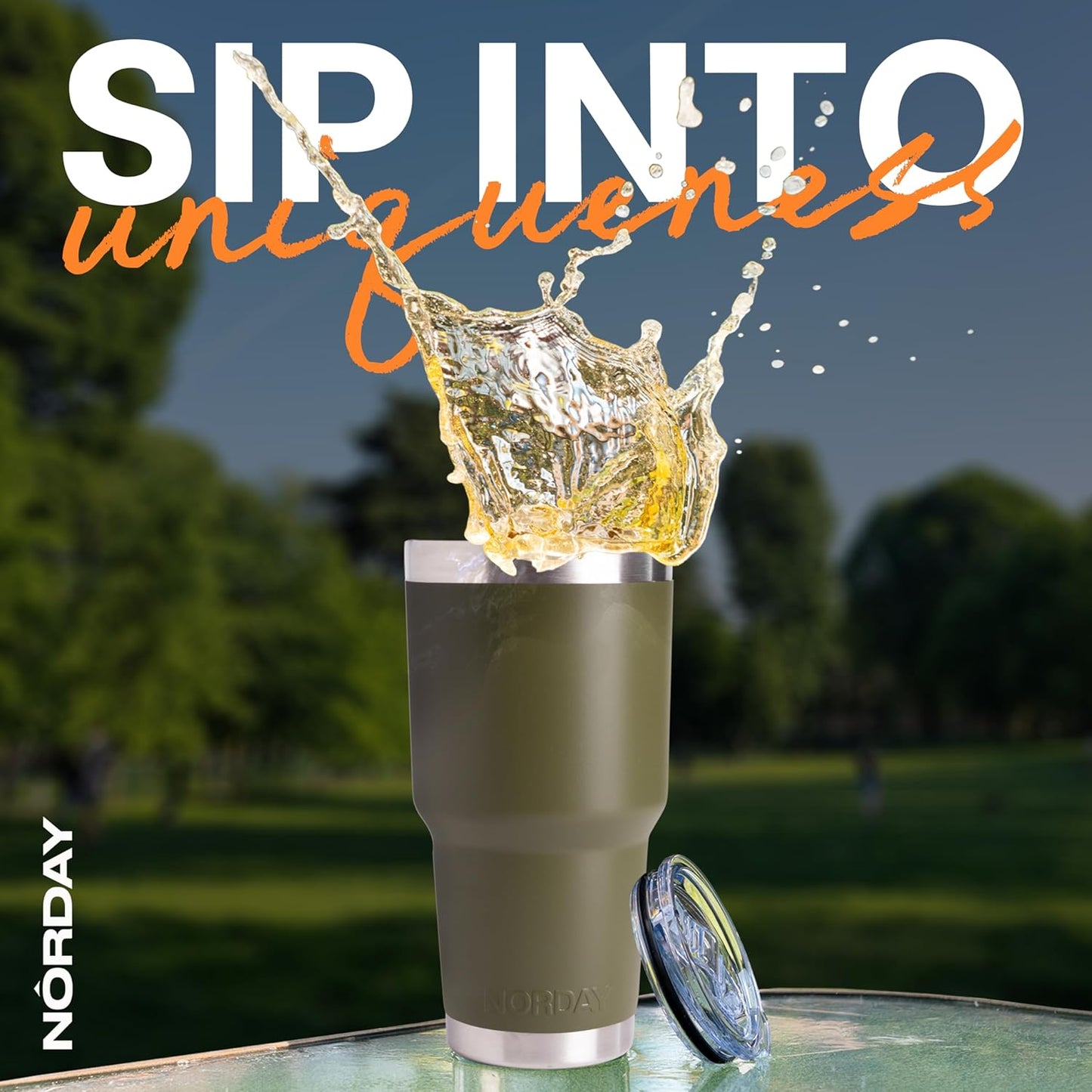 NORDAY | Tumbler with Lid - 30oz - Military Insulated Tumbler - Stainless Steel Tumblers - Double Wall Insulated Travel Coffee Mug for Car Cup Holder - Keeps Temperature for 24hr - Anti Spill Lid