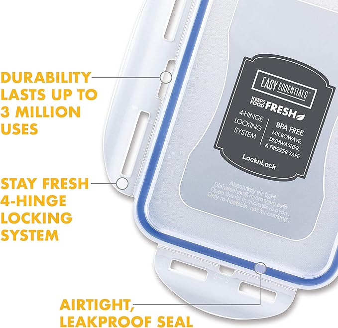 LOCK & LOCK Easy Essentials Food Storage with Flip Lid/Airtight container, BPA Free, 14.3-Cup, Clear