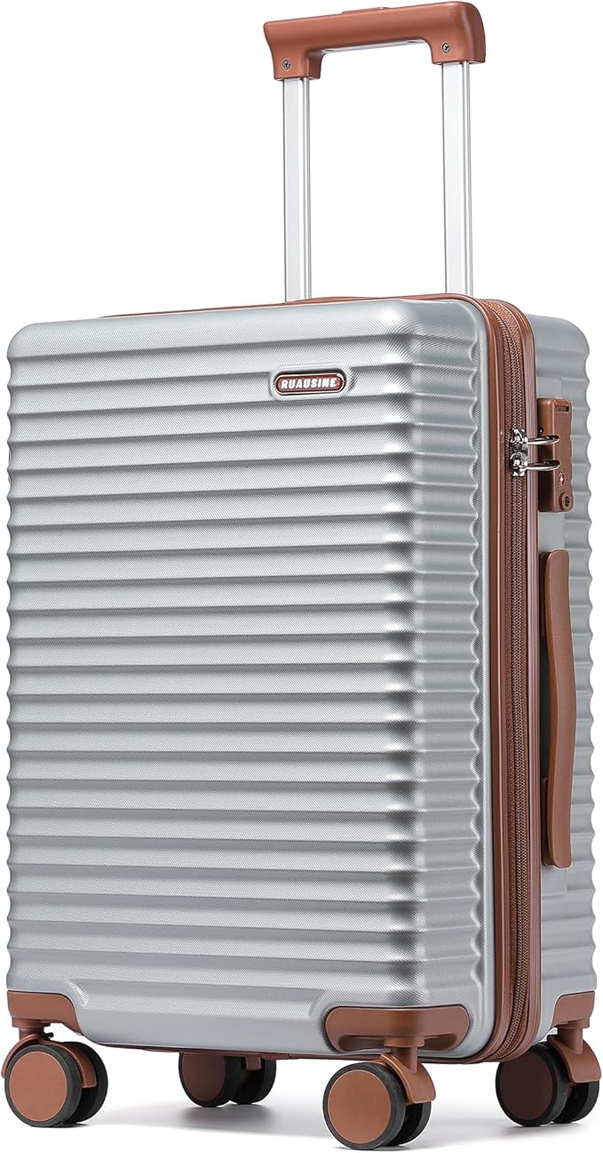 20-Inch Carry on Luggage,Carry-on Suitcase with Spinner Wheels and TSA Lock, 22x14x9 Airline Approved,Hardside Lightweight Travel Carry-on Luggage,Small Rolling Luggage (Silvery, 20 IN)