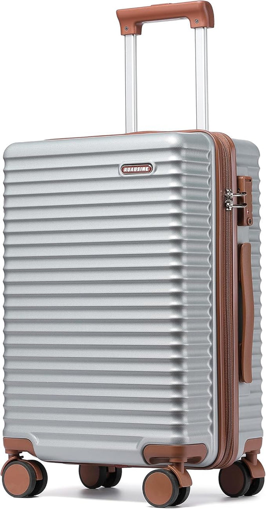 20-Inch Carry on Luggage,Carry-on Suitcase with Spinner Wheels and TSA Lock, 22x14x9 Airline Approved,Hardside Lightweight Travel Carry-on Luggage,Small Rolling Luggage (Silvery, 20 IN)
