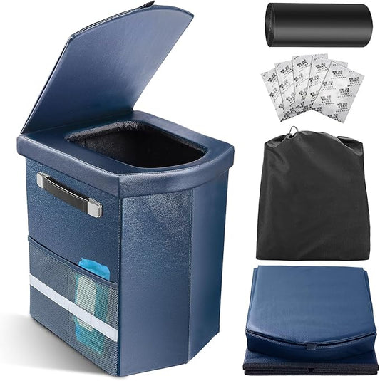 2026 Upgraded 16.5'' XL Portable Toilet for Adults,Tall Camping Toilet with Lid and Convenient Carry Bag, Portable Potty for Camping, Hiking, Car Travel,Truck, RV, Boating, Road Trips, Beach (Blue)