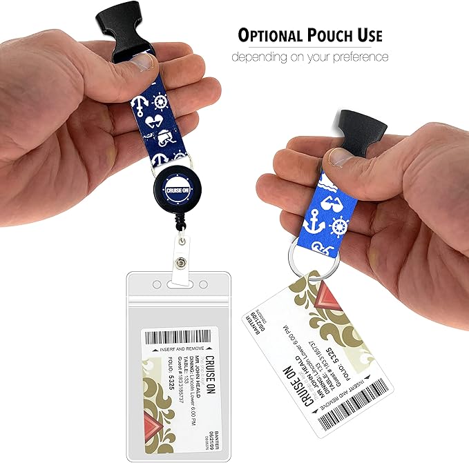 Cruise On Cruise Lanyard for Ship Cards – 2-Pack Retractable Badge & Waterproof Key Card Holder for Ship Cards – Cruise Essentials 2026-2027, Perfect for Travel & Vacation (Blue & Royal Blue)
