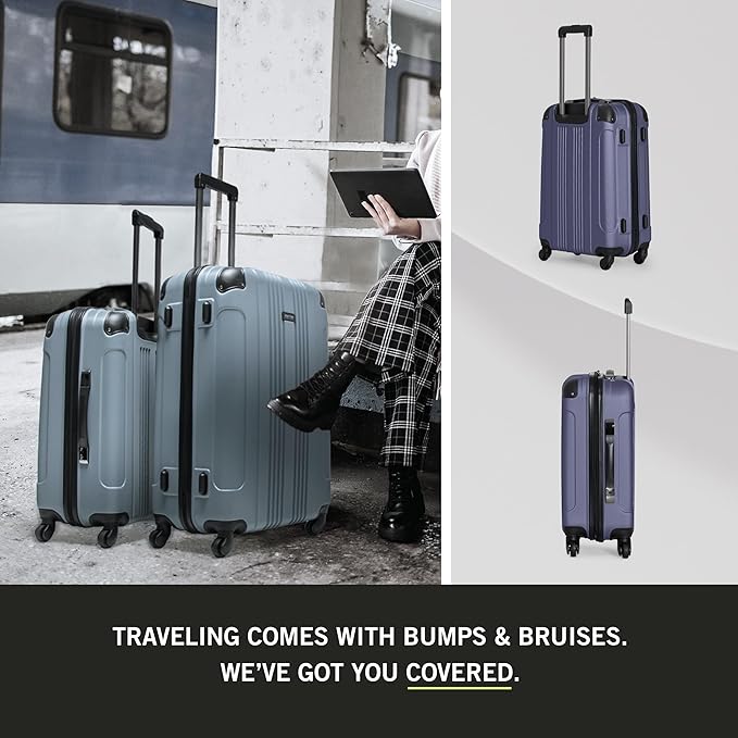 Kenneth Cole REACTION Out of Bounds Lightweight Hardshell 4-Wheel Spinner Luggage, Smokey Purple, 2-Piece Set (20" & 28")