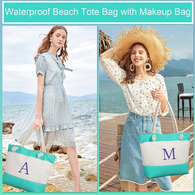 YOOLIFE Beach Bags for Women - Travel Canvas Beach Tote, Pool Waterproof Bag, Travel Essentials, Gifts for Women Birthday