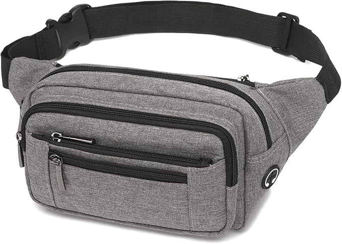 Packism Fanny Packs for Women Men - 6 Pockets Large Crossbody Waist Bag with Adjustable Strap Belt Bag for Travel Running Hiking