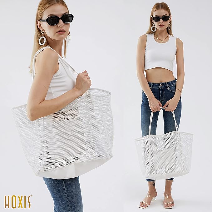 HOXIS Mesh Beach Tote Womens Shoulder Handbag