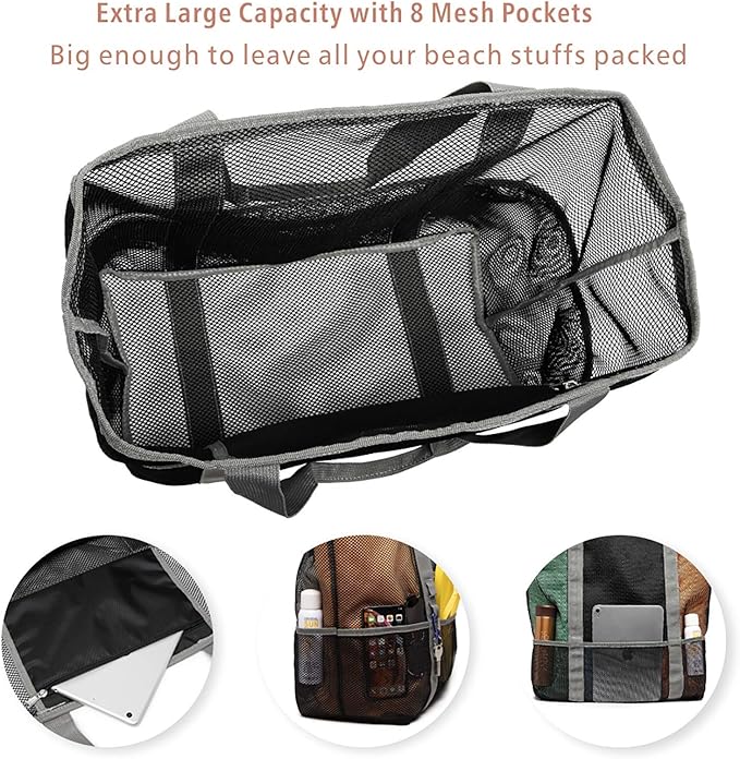 F-color Mesh Beach Bag Family - Large Tote Bag for Cruise Pool Toys Beach Vacation Essentials