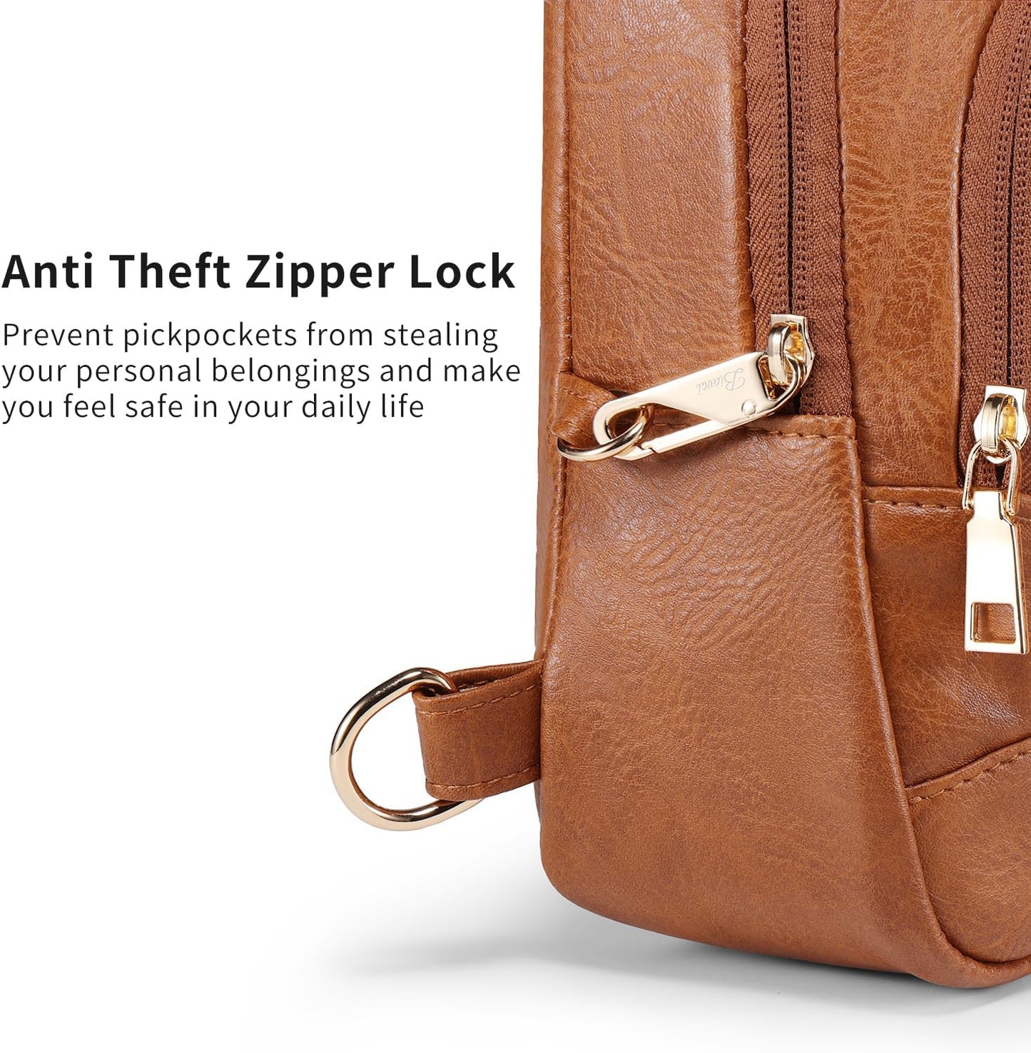 Crossbody Bags for Women Anti Theft Small Sling Handbag with Zipper Lock Vegan Leather RFID Blocking Chest Pure