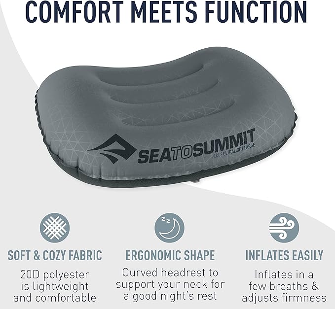 Sea to Summit Aeros Ultralight Inflatable Camping and Travel Pillow, Large, Aqua