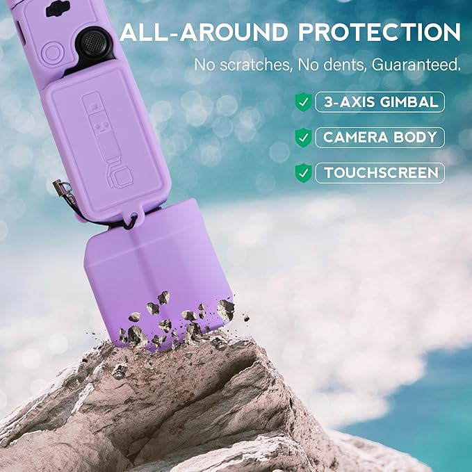 Protective Case for DJI Osmo Pocket 3 / Xtra Muse Camera, Soft Silicone Grip Cover with Screen Protection & Mic, Lightweight, Anti-Scratch, for Travel, Vlogging, Daily Filming – Purple