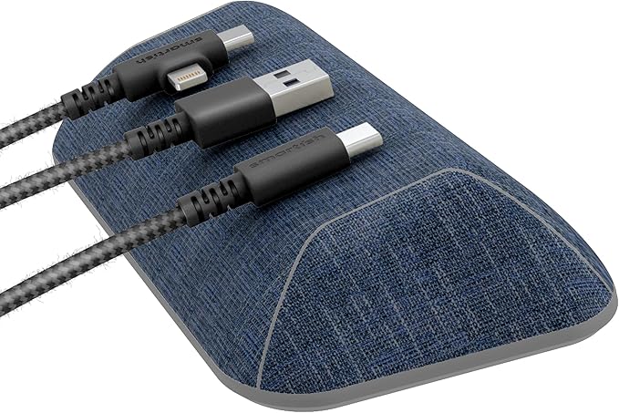 Smartish® Magnetic Cord Holder - Bigger Cable Wrangler Organizer with Magnet Clips for Charger Management on Desktop, Nightstand - Holds 6+ Cables - Blue Jeanie