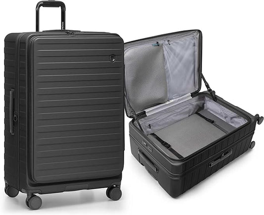 Traveler's Choice Novia Top Opening Expandable Polycarbonate Luggage with Spinner Wheels, Black, 30-Inch Large