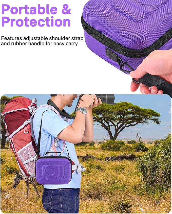 RAIACE Hard Case Compatible with Sony Alpha 7 II III IV/7R V Camera, for Nikon, for Canon, for Pentax and More. Mesh Pocket for Charger, Cables, Cards and Accessories. (case only) (Purple)