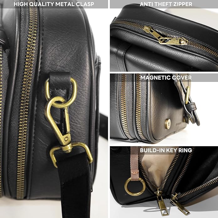 Women‘s Anti Theft RFID Blocking Small Vegan Leather Crossbody Bag Travel Purse With Built In Wallet Messenger Bag