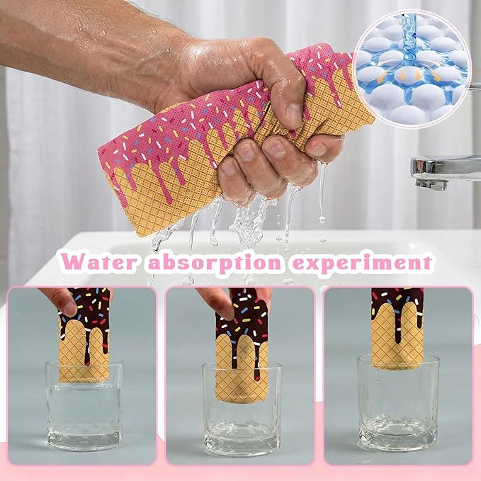 12 Pcs Mini Ice Cream Drip Baseball Party Favor Cooling Towel Gift 30 x 9 Inch Microfiber Ice Cream Drip Cooling Towels Sweat Absorbent Baseball Team Gift for Hot Weather Workout Yoga Gym Coach