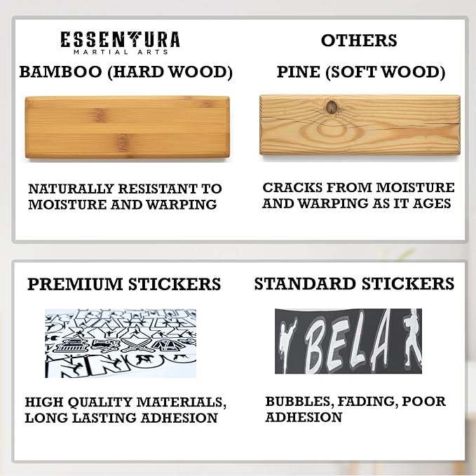 10/12 Belts Karate Belt Display Rack, Pure Bamboo Wood, Themed Stickers, Medal Hangers - Taekwondo Belt Display, Jiu Jitsu, BJJ, Martial Arts