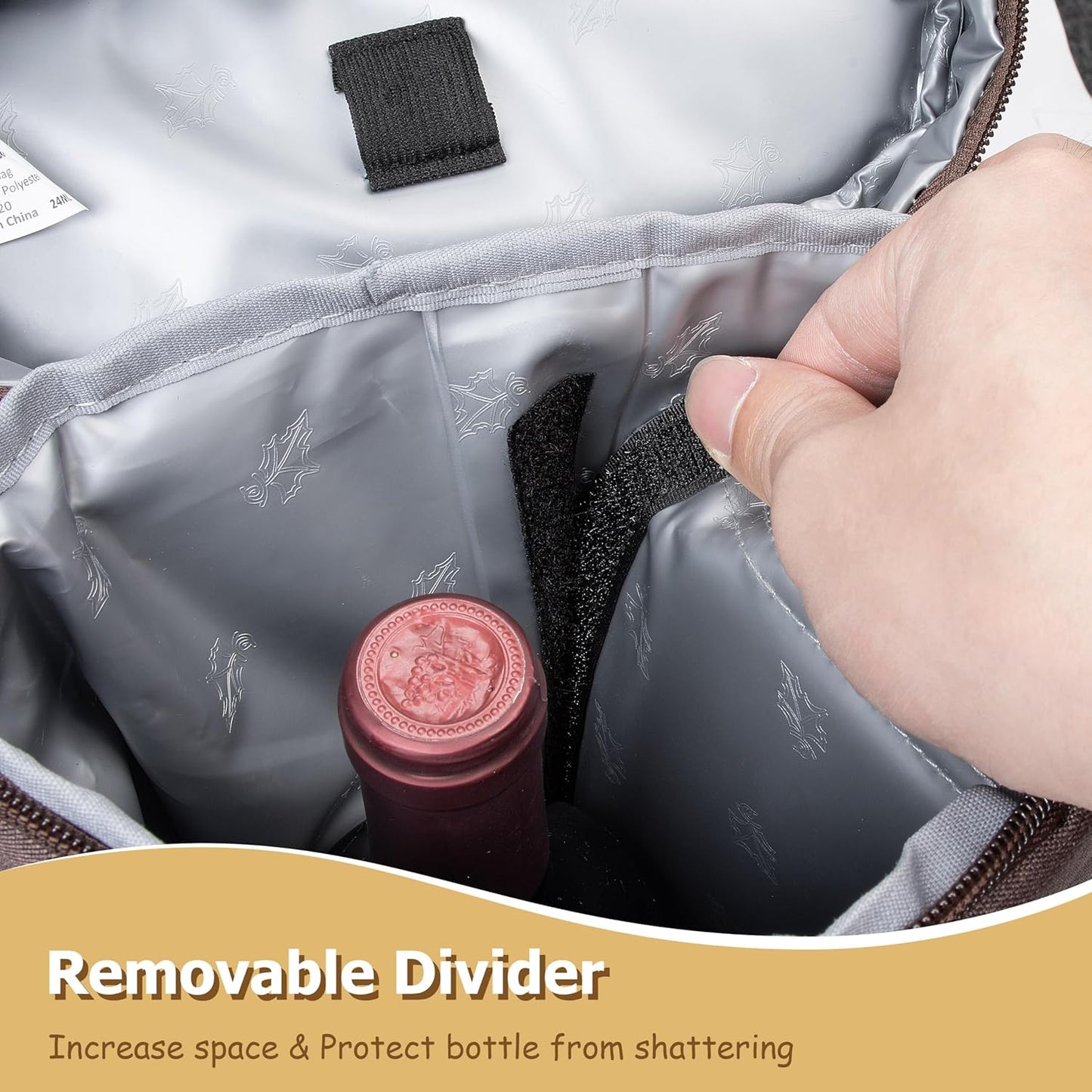 Tirrinia 2 Bottle Wine Gift Tote Carrier - Leakproof & Insulated Padded Versatile Wine Cooler Bag for Travel, BYOB Restaurant, Party, Dinner, Gift for Wine Lovers, Brown