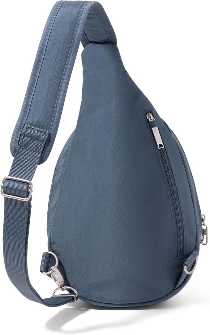 Baggallini Securtex® Anti-Theft Triple Zip Sling 8.6"x15.2" Travel Crossbody Backpack with RFID Wallet Locking Zipper