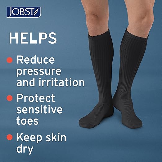 JOBST SensiFoot Diabetic Compression Socks for Men and Women 8-15 mmHg with Seamless Toe and Moisture Management - Extra Padding in Toe, Foot, and Heel Area - Knee High - Closed Toe - Black, Medium