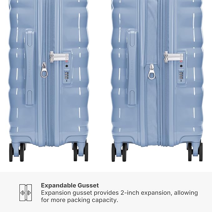 Traveler's Choice Edinburgh II Hardside Spinner Luggage, TSA Lock, Blue, 3 Piece Set (21/25/29)