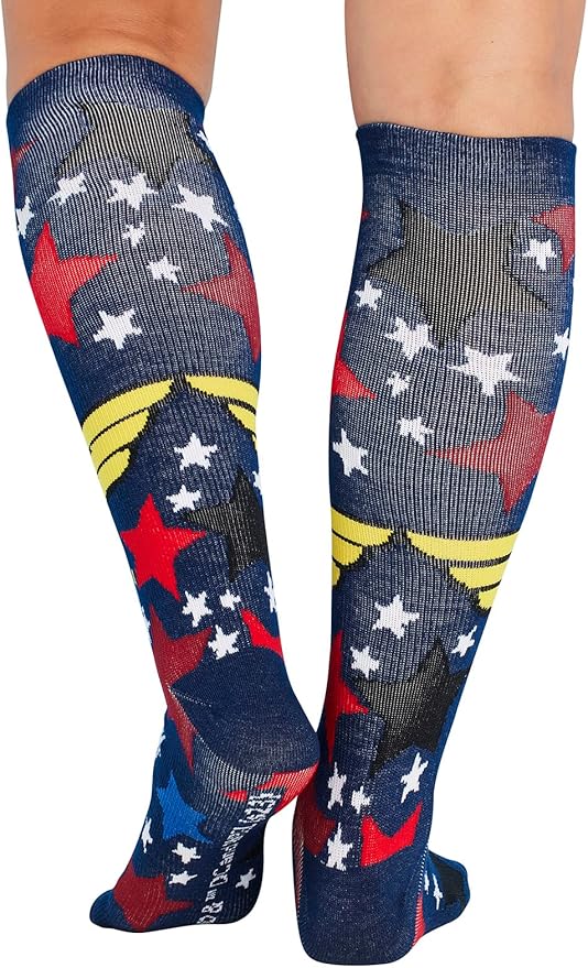 Cherokee Women's 10-15mmHg Compression Socks – Fun Print Knee Highs with Light Support, Soft Feel - PRINTSUPPORT