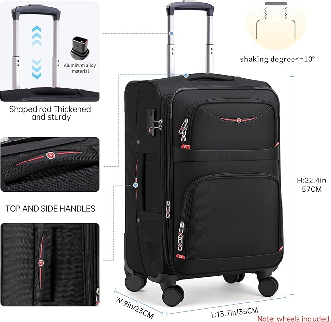 Softside Expandable Luggage with 4 Spinner Wheels, Durable Carry-On Luggage Suitcase (Purple, 21-Inch)