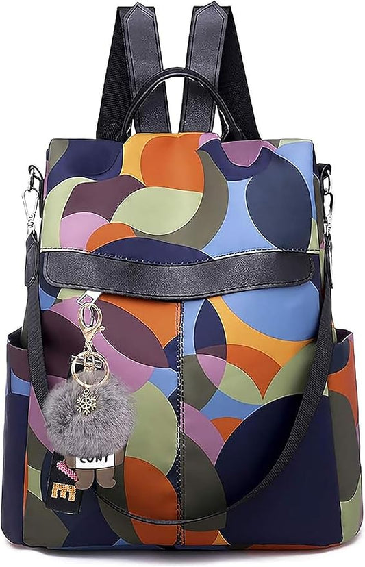 COFIHOME Anti-theft Backpack Purse for Women, Unique Geometric Print Small Fashion Daypack, Water-Resistant Oxford Shoulder Bag with Back Access - Each Pattern is One-of-a-Kind