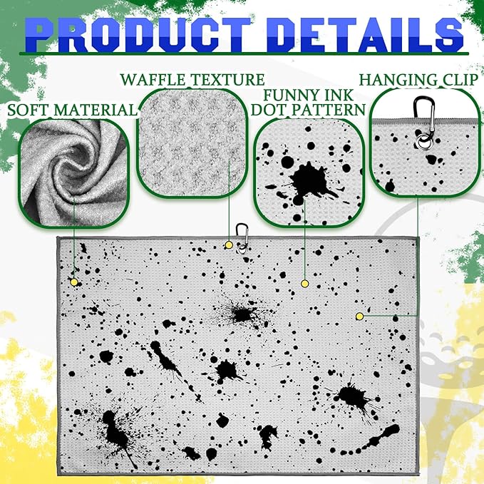 Peryiter 4 Pcs Golf Towels (16" x 24") with Clip Drip Lime Microfiber Fabric Waffle Pattern Towels for Golf Bags Absorbent Club Ball Cleaner Accessories and Gifts for Men Women(Bright Color)