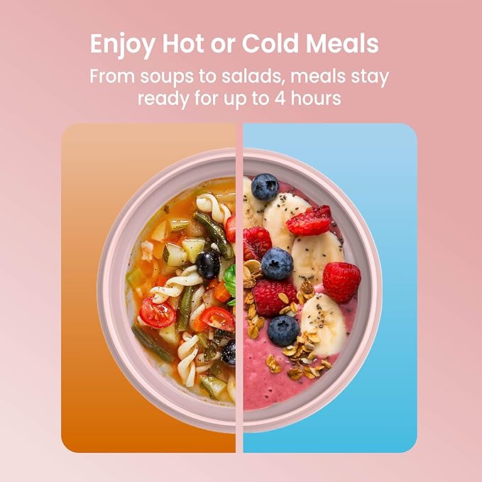 Bentgo Bowl - Insulated Leak-Resistant Bowl with Snack Compartment, Collapsible Utensils and Improved Easy-Grip Design for On-the-Go - Holds Soup, Rice, Cereal & More - BPA-Free, 21.2 oz (Blush)