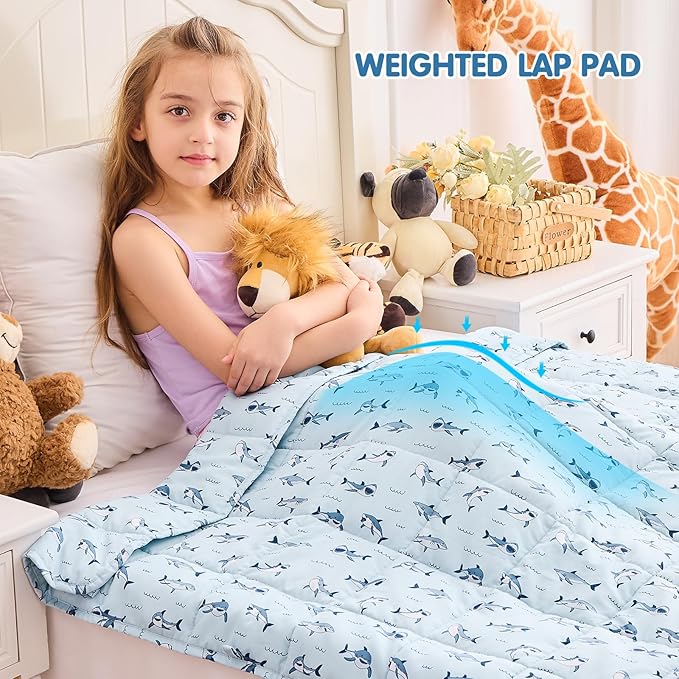 yescool Shark Weighted Blanket 7 Pounds Cooling Weighted Lap Blanket, Heavy Blankets for Sleeping, Weighted Throw Blanket Gifts for 60-80lbs, 40"x60"