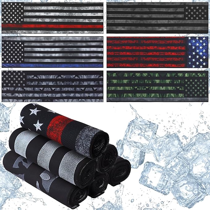 12 Pcs Flag Baseball Cooling Towels Bulk for Neck and Face 40" x 12" Sweat Towels for Hot Weather Ice Breathable Soft Chilly Cooling Towel Microfiber Workout Rags for Gym Yoga Sport Running