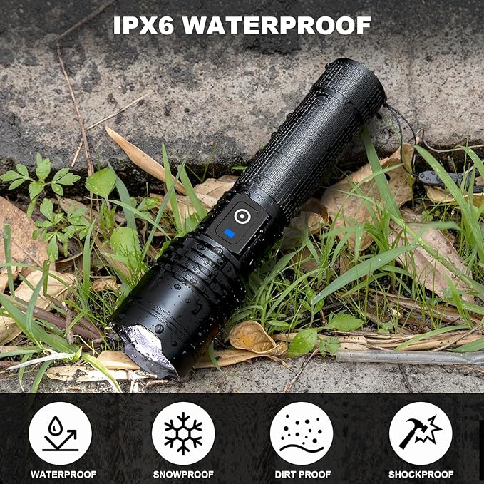 3Pack Flashlights High Lumens Rechargeable, 99000 Lumens Super Bright Led Flashlight with 5 Modes & Waterproof, Powerful Handheld Flashlights for Home Camping Emergencies