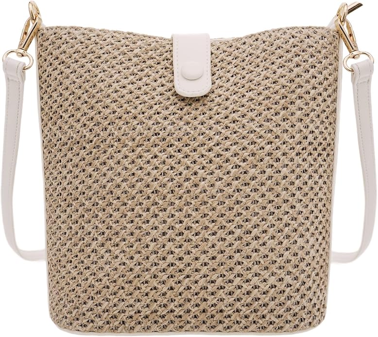 Womens Straw Bucket Bag Summer Beach Woven Purse For Women Straw Crossbody Bags For Travel Rattan Handbag 2026
