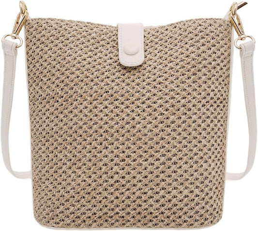 Womens Straw Bucket Bag Summer Beach Woven Purse For Women Straw Crossbody Bags For Travel Rattan Handbag 2026