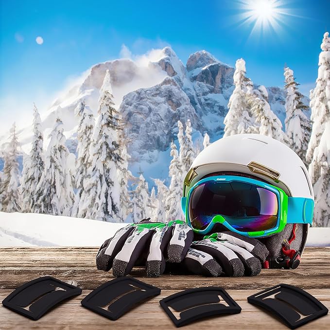 Honoson 4 Pack Ski Pass Holder Ski Goggles Pass Holder Resort Season Fits 3.3 x 2 Inch Standard Credit Card Sized (Black)