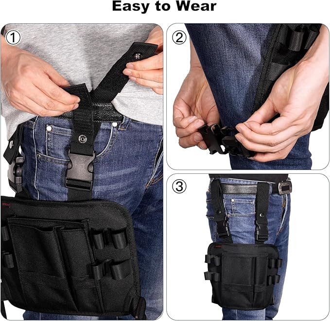 KENOBEE Tool Pouch Holster with Belt Clip Around Your Leg, Electrician Multifunctional Repair Bag, Utility Mini Organizer for Automotive Craftsman Carpenter Construction