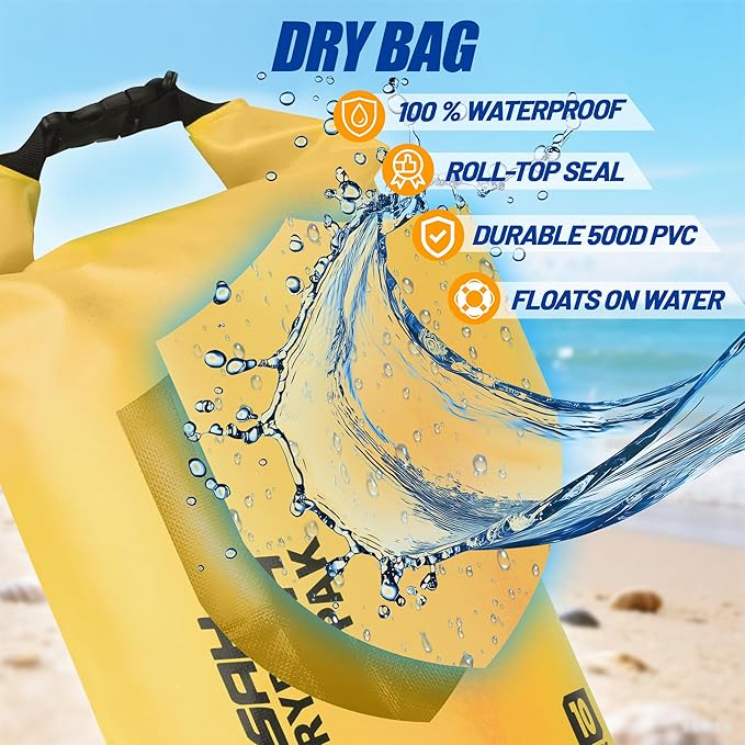 Waterproof Dry Bag, 5L/10L/20L/30L/40L Roll Top Lightweight Storage Backpack with Phone Case for Women & Men, Floating Waterproof Sack for Travel, Swimming, Kayaking, Paddle Board, Camping & Beach