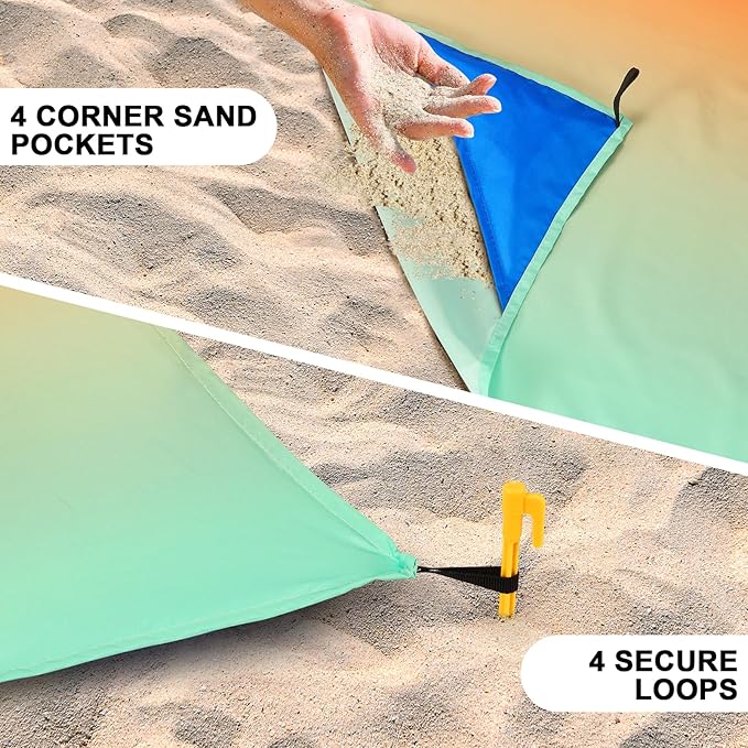 AISPARKY Beach Blanket Waterproof Sandproof Extra Large, Oversized Beach Mat, Quick Drying&Compact&Lightweight, Picnic Blankets Vacation Essentials for Outdoor Beach Camping (108" X 120" (8 Person))